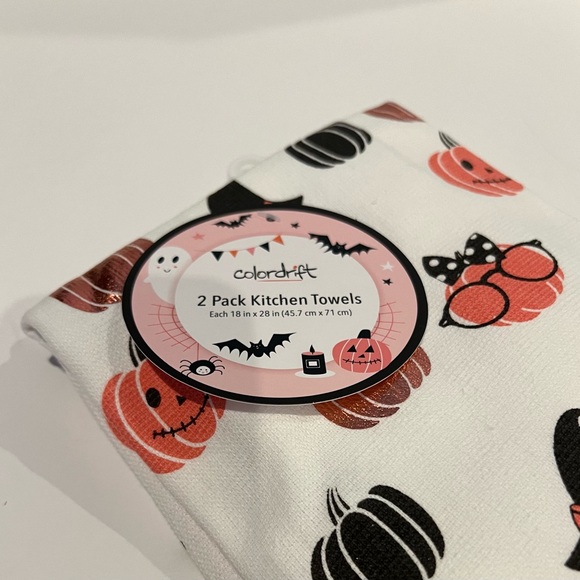 🍁 Super Cute Pumpkin Kitchen Towels- Set of 2- NWT - Picture 2 of 3